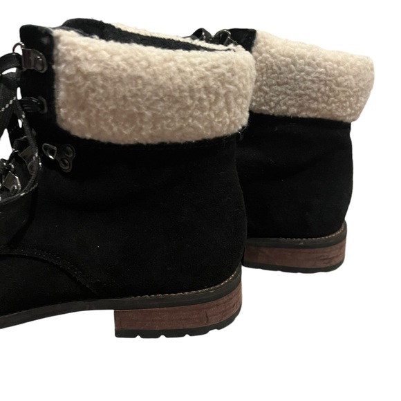 Bohme Winter Booties Sherpa Black Suede lace up fleece lined size 10 warm shoe - Picture 6 of 13